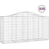 vidaXL Gabionen mit Hochbogen 20 Stk 200x50x100/120cm Verzinktes Eisen