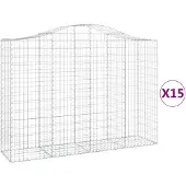 vidaXL Gabionen mit Hochbogen 15Stk. 200x50x140/160cm Verzinktes Eisen