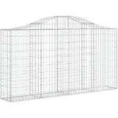 vidaXL Gabione mit Hochbogen 200x30x100/120 cm Verzinktes Eisen