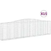 vidaXL Gabionen mit Hochbogen 15Stk. 400x30x100/120cm Verzinktes Eisen