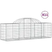 vidaXL Gabionen mit Hochbogen 11 Stk. 200x50x60/80 cm Verzinktes Eisen