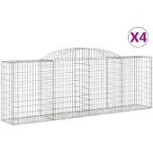 vidaXL Gabionen mit Hochbogen 4 Stk. 300x50x100/120cm Verzinktes Eisen