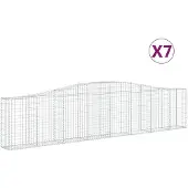 vidaXL Gabionen mit Hochbogen 7 Stk. 400x30x80/100cm Verzinktes Eisen