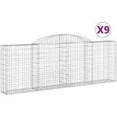 vidaXL Gabionen mit Hochbogen 9 Stk. 300x30x100/120cm Verzinktes Eisen