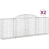 vidaXL Gabionen mit Hochbogen 2 Stk. 300x30x100/120cm Verzinktes Eisen