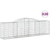 vidaXL Gabionen mit Hochbogen 20 Stk. 300x50x80/100cm Verzinktes Eisen