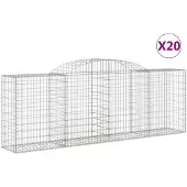 vidaXL Gabionen mit Hochbogen 20 Stk 300x50x100/120cm Verzinktes Eisen