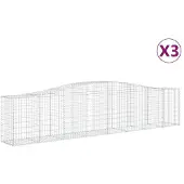 vidaXL Gabionen mit Hochbogen 3 Stk. 400x50x80/100cm Verzinktes Eisen