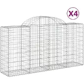 vidaXL Gabionen mit Hochbogen 4 Stk. 200x50x100/120cm Verzinktes Eisen