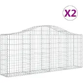 vidaXL Gabionen mit Hochbogen 2 Stk. 200x30x80/100 cm Verzinktes Eisen
