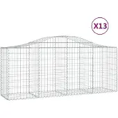 vidaXL Gabionen mit Hochbogen 13 Stk. 200x50x80/100cm Verzinktes Eisen