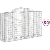 vidaXL Gabionen mit Hochbogen 4 Stk. 200x50x120/140cm Verzinktes Eisen