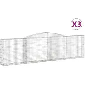vidaXL Gabionen mit Hochbogen 3 Stk. 400x30x100/120cm Verzinktes Eisen