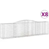 vidaXL Gabionen mit Hochbogen 8 Stk. 400x50x100/120cm Verzinktes Eisen