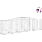 vidaXL Gabionen mit Hochbogen 3 Stk. 400x50x100/120cm Verzinktes Eisen