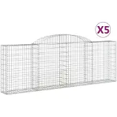 vidaXL Gabionen mit Hochbogen 5 Stk. 300x30x100/120cm Verzinktes Eisen
