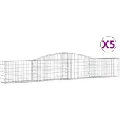 vidaXL Gabionen mit Hochbogen 5 Stk. 400x30x60/80 cm Verzinktes Eisen