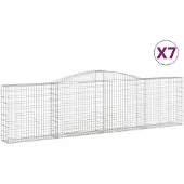 vidaXL Gabionen mit Hochbogen 7 Stk. 400x30x100/120cm Verzinktes Eisen