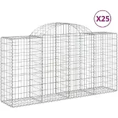 vidaXL Gabionen mit Hochbogen 25 Stk 200x50x100/120cm Verzinktes Eisen