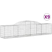 vidaXL Gabionen mit Hochbogen 9 Stk. 300x50x60/80 cm Verzinktes Eisen