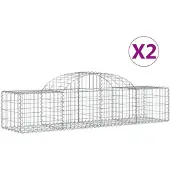 vidaXL Gabionen mit Hochbogen 2 Stk. 200x50x40/60 cm Verzinktes Eisen