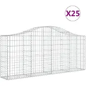 vidaXL Gabionen mit Hochbogen 25 Stk. 200x30x80/100cm Verzinktes Eisen