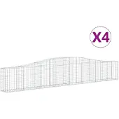 vidaXL Gabionen mit Hochbogen 4 Stk. 400x30x60/80 cm Verzinktes Eisen