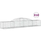 vidaXL Gabionen mit Hochbogen 10 Stk. 300x50x40/60 cm Verzinktes Eisen