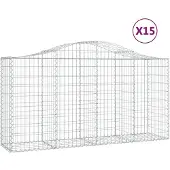 vidaXL Gabionen mit Hochbogen 15 Stk 200x50x100/120cm Verzinktes Eisen