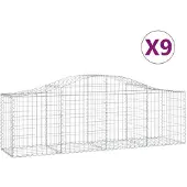 vidaXL Gabionen mit Hochbogen 9 Stk. 200x50x60/80 cm Verzinktes Eisen