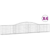vidaXL Gabionen mit Hochbogen 4 Stk. 400x30x60/80 cm Verzinktes Eisen