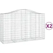vidaXL Gabionen mit Hochbogen 2 Stk. 200x50x120/140cm Verzinktes Eisen