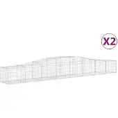 vidaXL Gabionen mit Hochbogen 2 Stk. 400x50x40/60cm Verzinktes Eisen