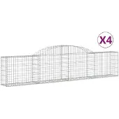 vidaXL Gabionen mit Hochbogen 4 Stk. 300x30x60/80 cm Verzinktes Eisen