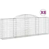 vidaXL Gabionen mit Hochbogen 8 Stk. 300x30x100/120cm Verzinktes Eisen