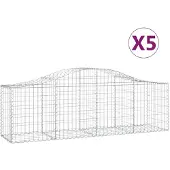 vidaXL Gabionen mit Hochbogen 5 Stk. 200x50x60/80 cm Verzinktes Eisen