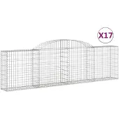vidaXL Gabionen mit Hochbogen 17 Stk. 300x30x80/100cm Verzinktes Eisen