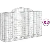 vidaXL Gabionen mit Hochbogen 2 Stk. 200x50x120/140cm Verzinktes Eisen