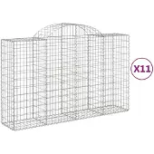 vidaXL Gabionen mit Hochbogen 11Stk. 200x50x120/140cm Verzinktes Eisen