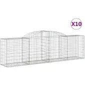 vidaXL Gabionen mit Hochbogen 10 Stk. 300x50x80/100cm Verzinktes Eisen