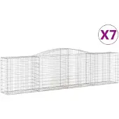 vidaXL Gabionen mit Hochbogen 7 Stk. 400x50x100/120cm Verzinktes Eisen