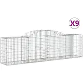 vidaXL Gabionen mit Hochbogen 9 Stk. 300x50x80/100 cm Verzinktes Eisen