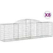 vidaXL Gabionen mit Hochbogen 8 Stk. 300x50x80/100 cm Verzinktes Eisen