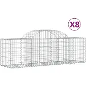 vidaXL Gabionen mit Hochbogen 8 Stk. 200x50x60/80 cm Verzinktes Eisen