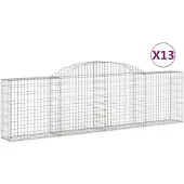 vidaXL Gabionen mit Hochbogen 13 Stk. 300x30x80/100cm Verzinktes Eisen