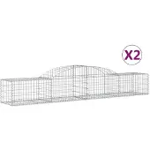 vidaXL Gabionen mit Hochbogen 2 Stk. 300x50x40/60 cm Verzinktes Eisen