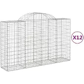 vidaXL Gabionen mit Hochbogen 12Stk. 200x50x120/140cm Verzinktes Eisen