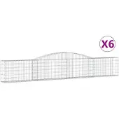 vidaXL Gabionen mit Hochbogen 6 Stk. 400x30x60/80 cm Verzinktes Eisen
