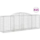vidaXL Gabionen mit Hochbogen 15 Stk 300x50x100/120cm Verzinktes Eisen