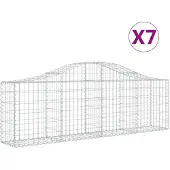 vidaXL Gabionen mit Hochbogen 7 Stk. 200x30x60/80 cm Verzinktes Eisen